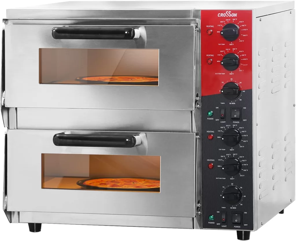 CROSSON Commercial Double Deck 16 inch Countertop Electric Pizza Oven